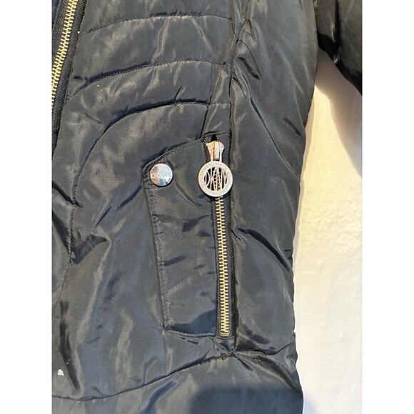 DKNY Girls Black Puffer Coat Faux Fur Hood Zip Jacket Size 7/8 S/P Warm - Picture 5 of 15